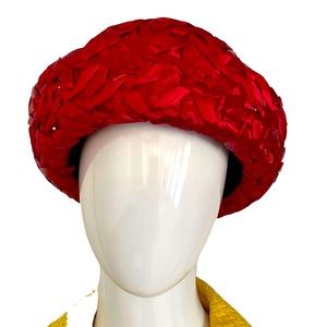 LOUISE vintage women’s red straw hat